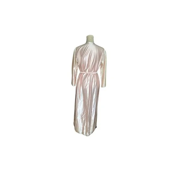 Vintage Lorraine Peignoir SetBlush Pink Satin Nightgown & Robe1980s Embroi